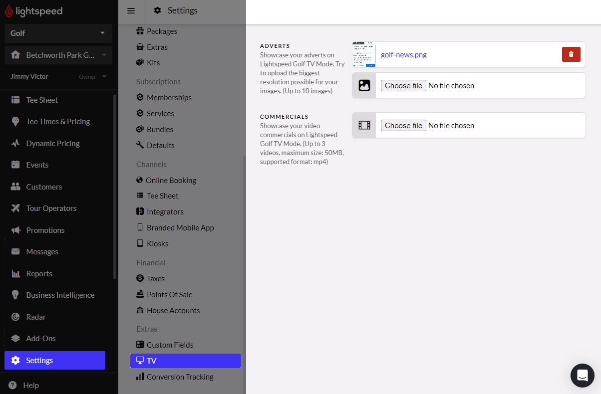 Uploading TV mode content