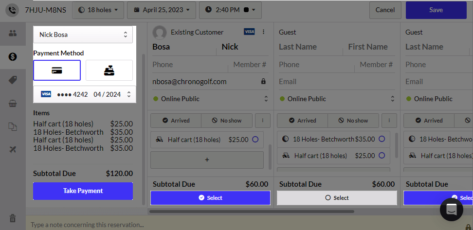 Taking payment for group