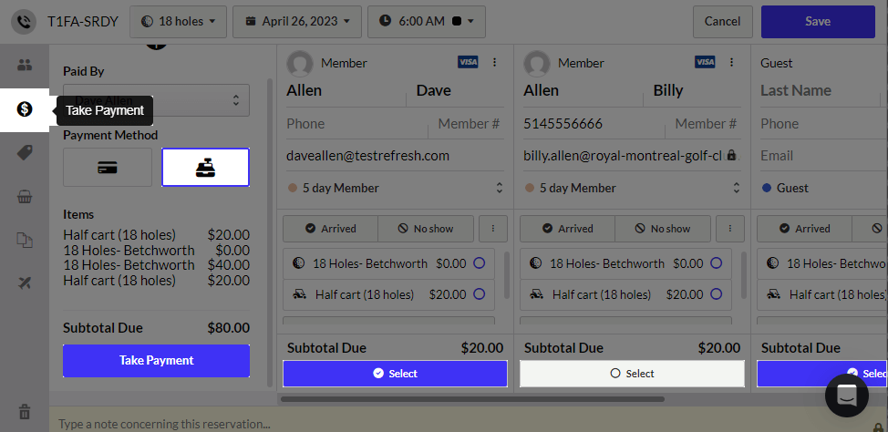 Taking payment for multiple customers
