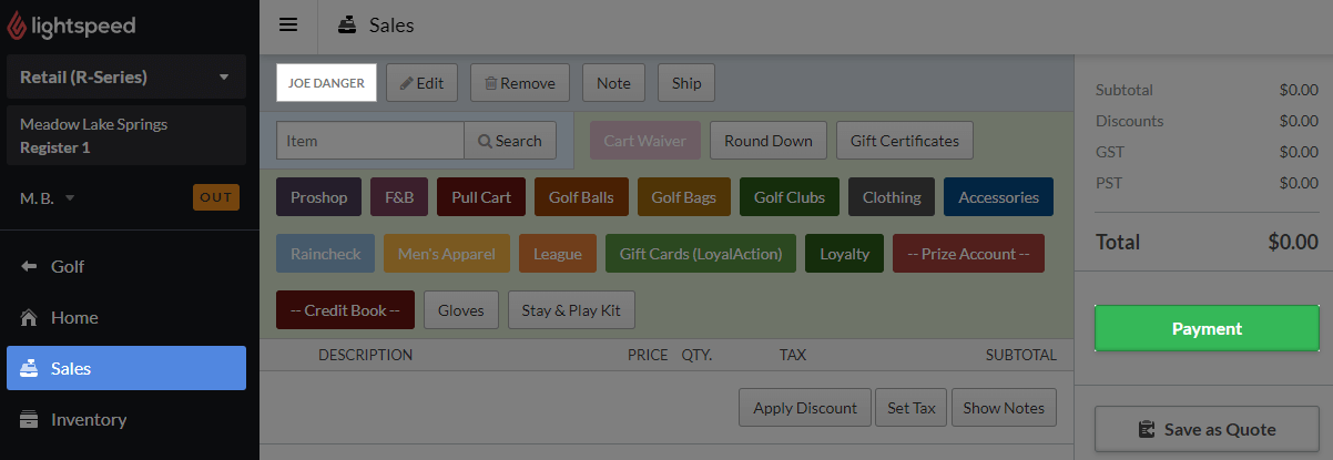 Adding a customer to a new sale