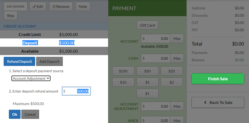 Steps to refund deposit